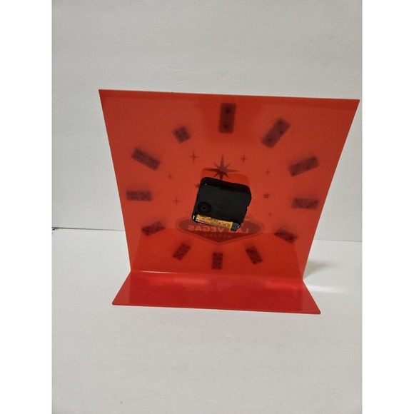 Large Vintage ‘Las Vegas’ RED Dice Souvenir Clock - Mirrored - 9" X 9" TESTED - Picture 2 of 2